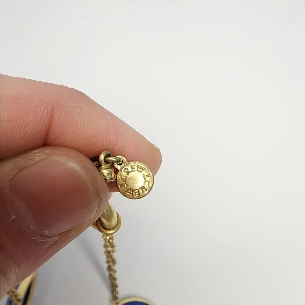 J Crew Multicolor cabochon Rhinestone Statement Necklace blue teardrop XA24